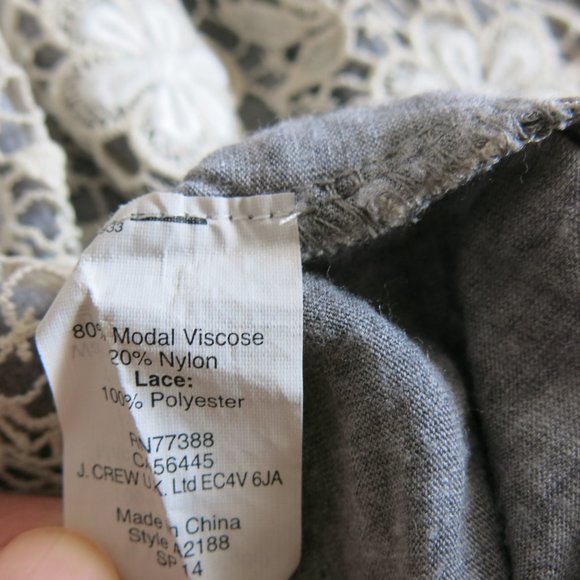 J. Crew Gray Beige Crochet Lace Floral Overlay Tank Top Blouse - Size Small - Picture 8 of 8